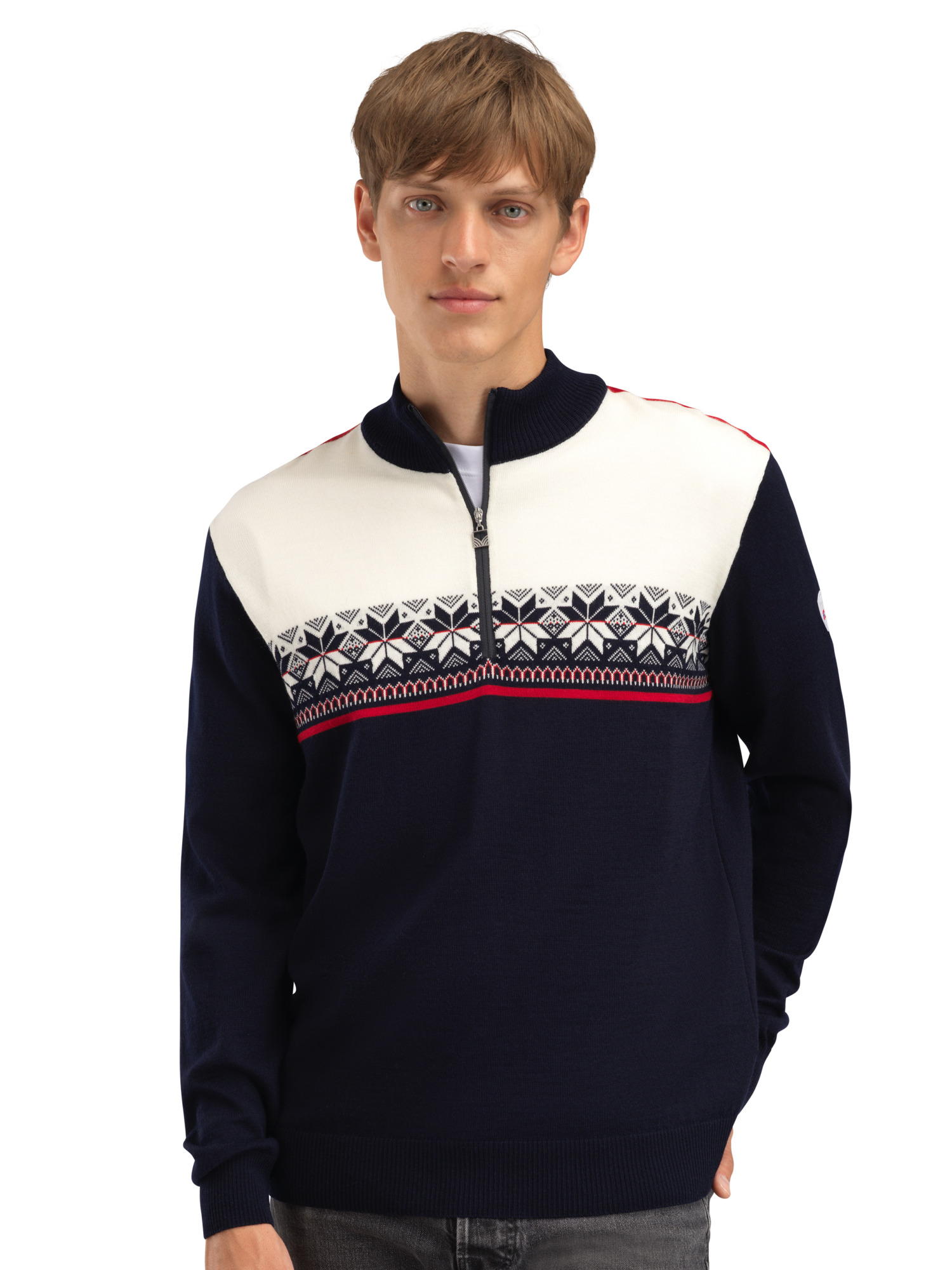 Liberg men's sweater Navy Offwhite Raspberry