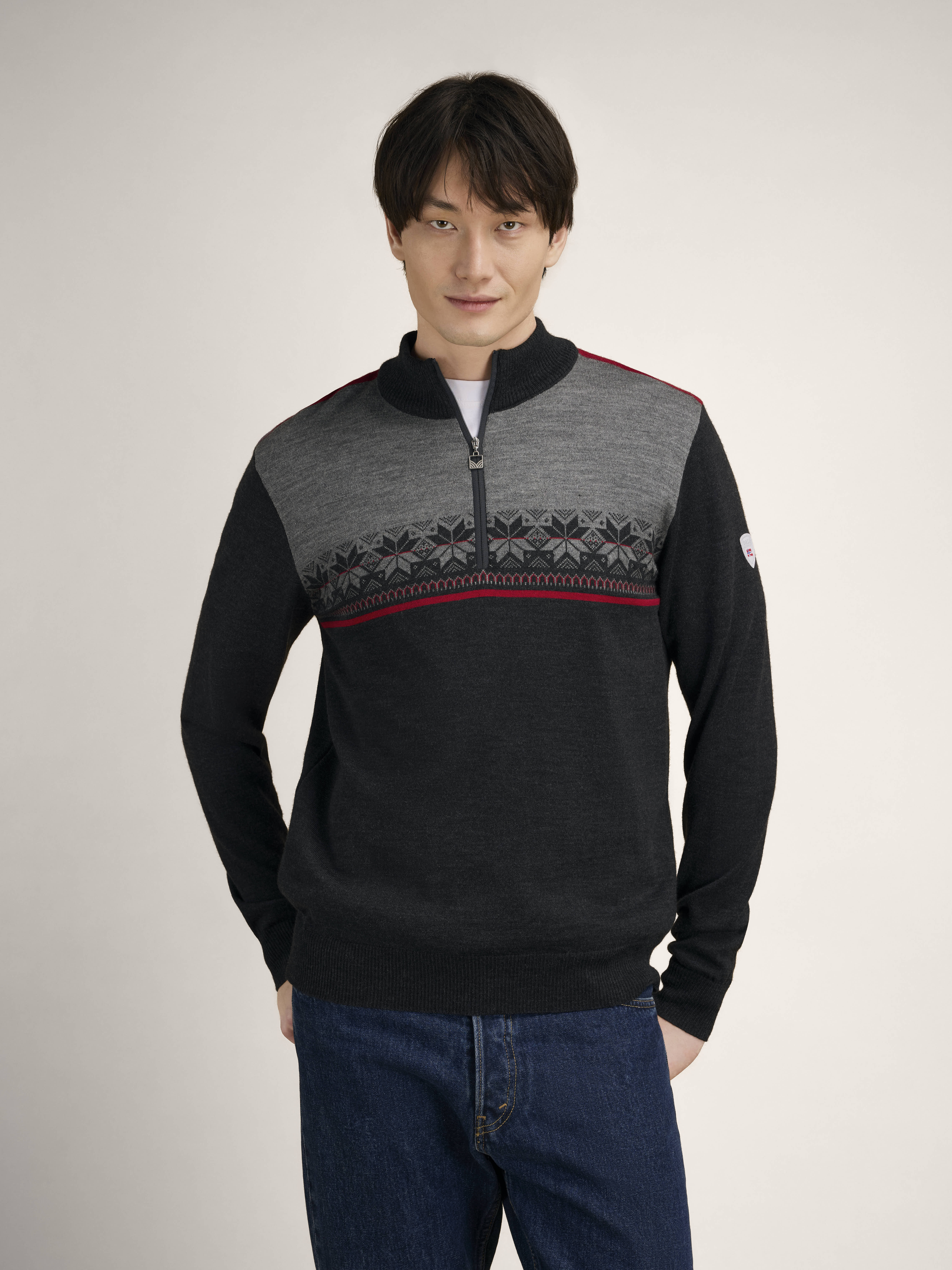 Liberg men's sweater Darkcharcoal Smoke Redrose