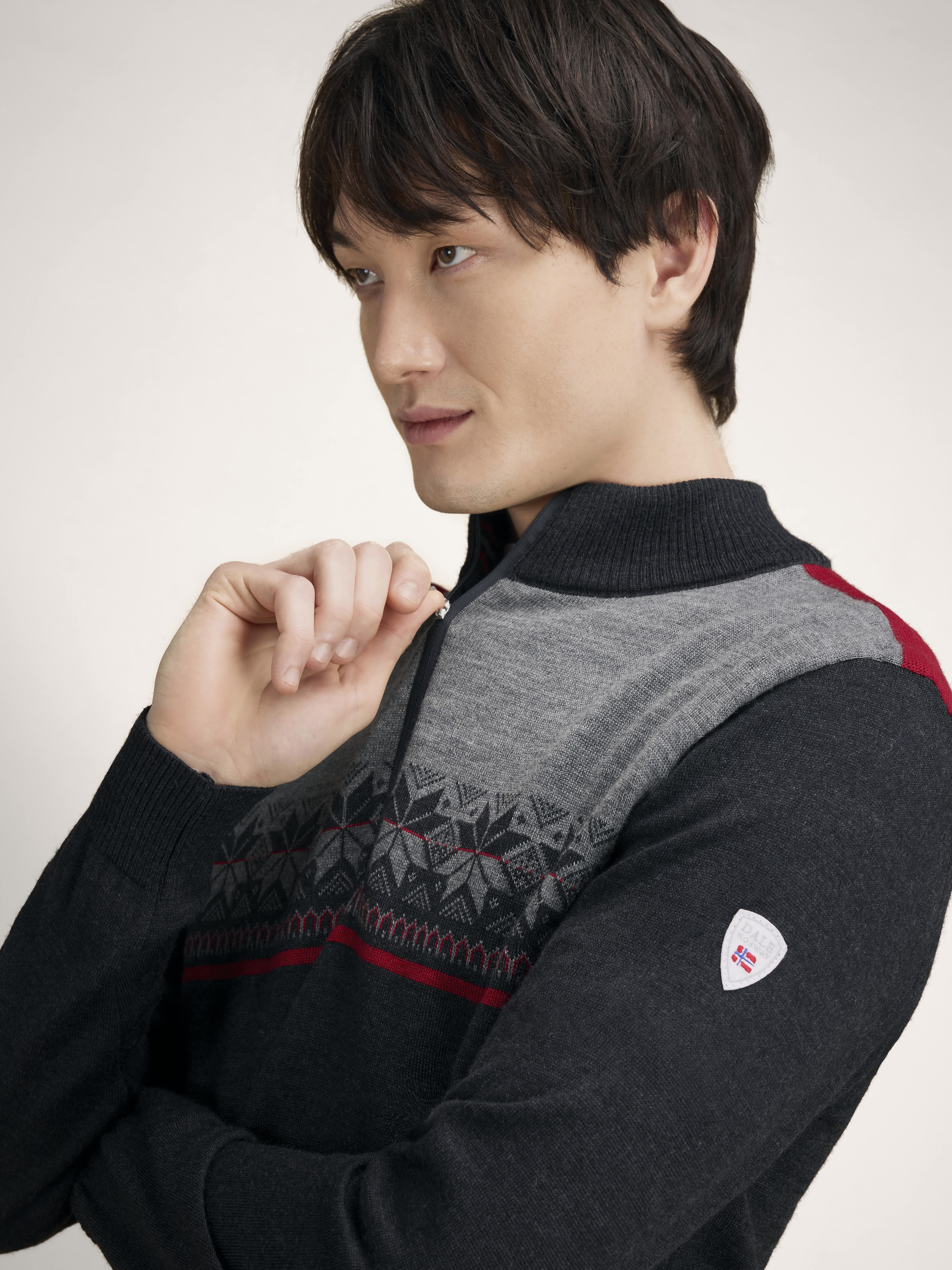 Liberg men's sweater Darkcharcoal Smoke Redrose