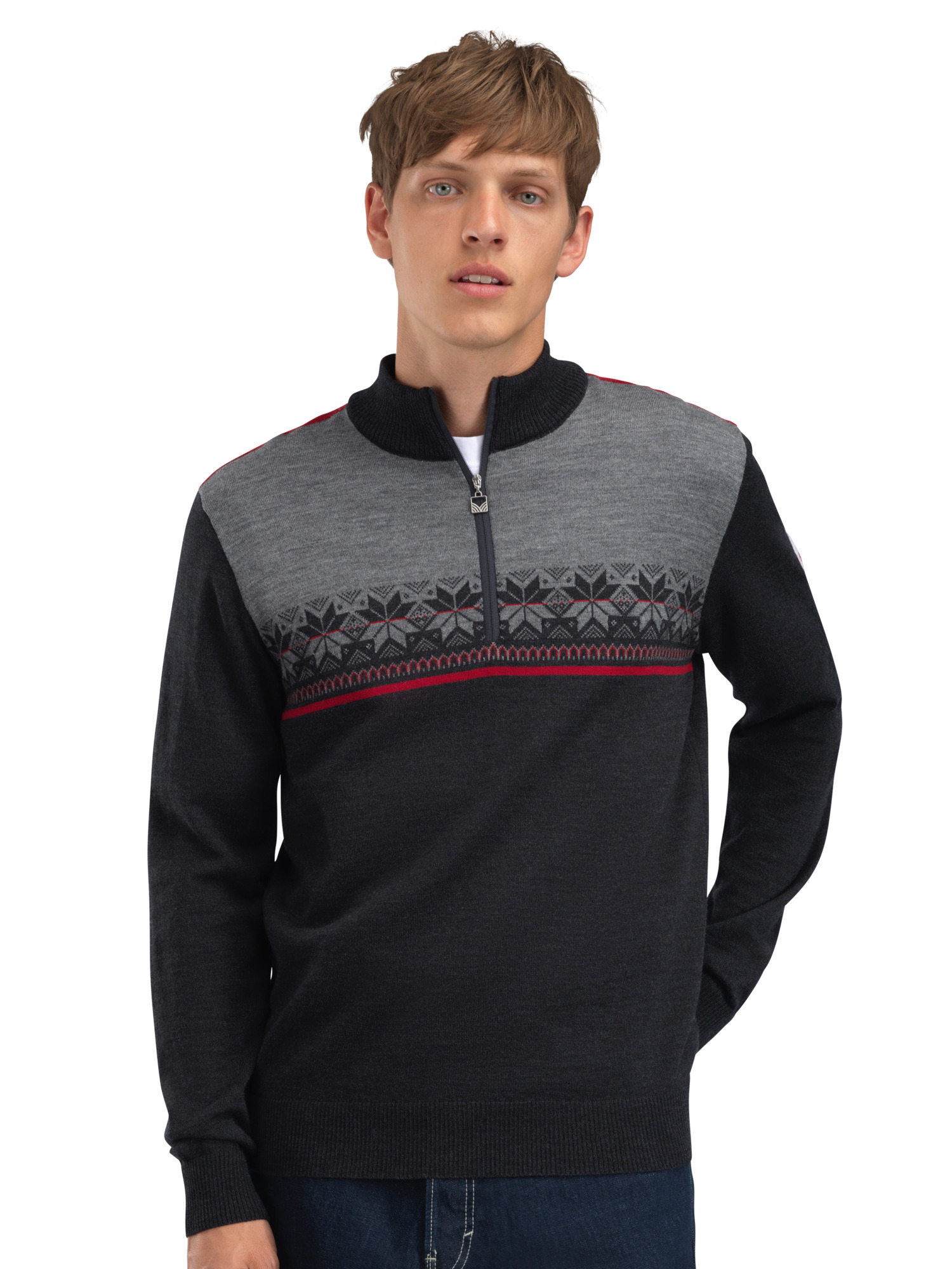 Liberg men's sweater Darkcharcoal Smoke Redrose
