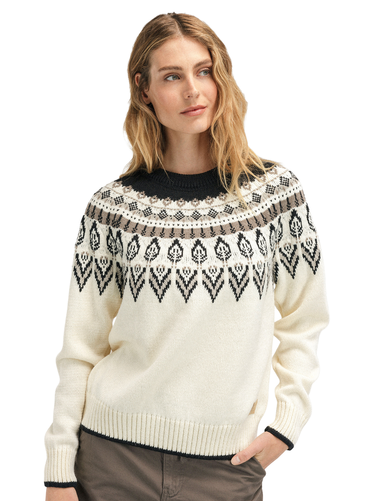Sula Women's Sweater Offwhite Coffee Sandstone