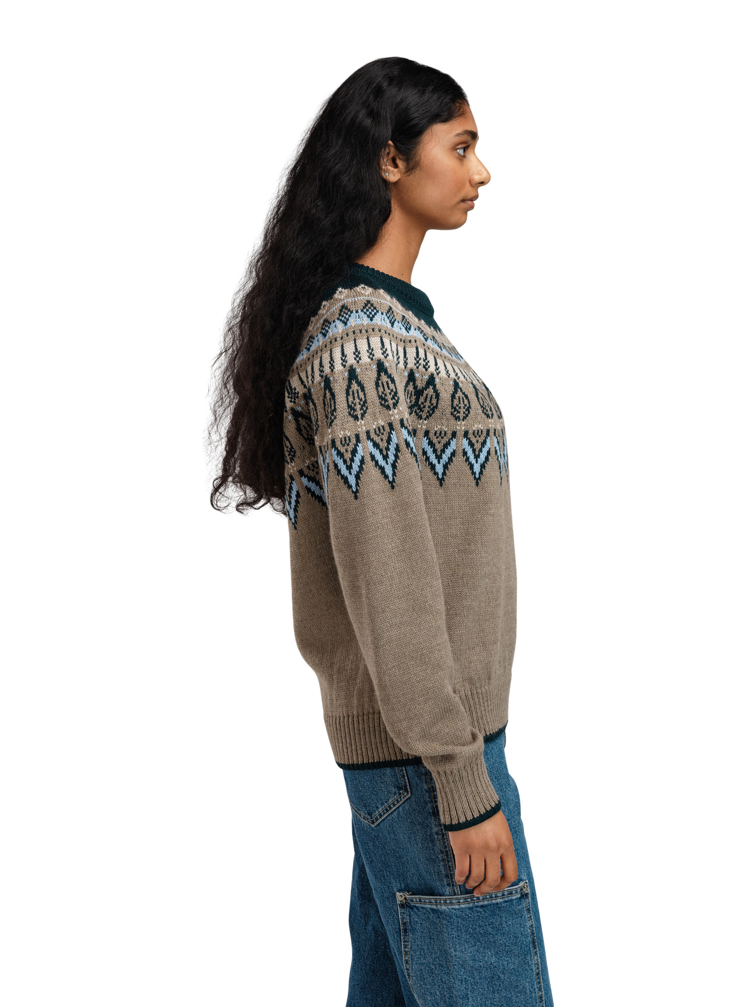 Sula Women's Sweater Pinegreen Iceblue Mountanstone