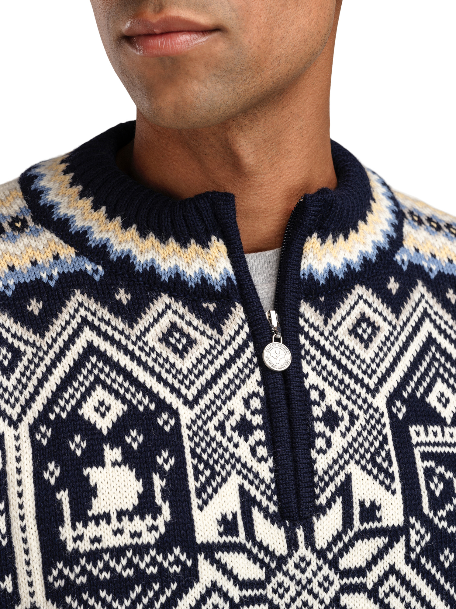 2025 Trondheim Men's Wool Sweater Navy  Offwhite  Sandmel.
