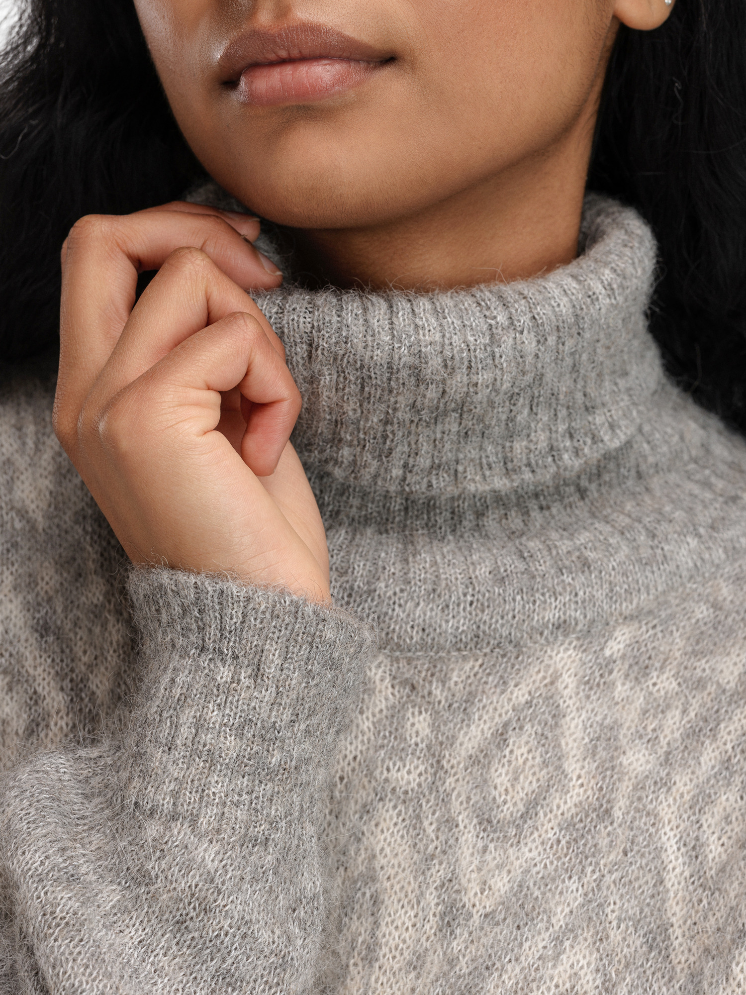 Falun Alpa Women’s Sweater  Lightcharcoal  Offwhite