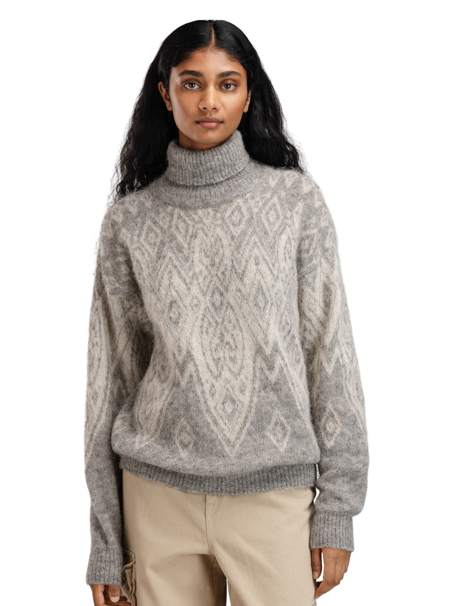 Falun Alpa Women’s Sweater  Lightcharcoal  Offwhite