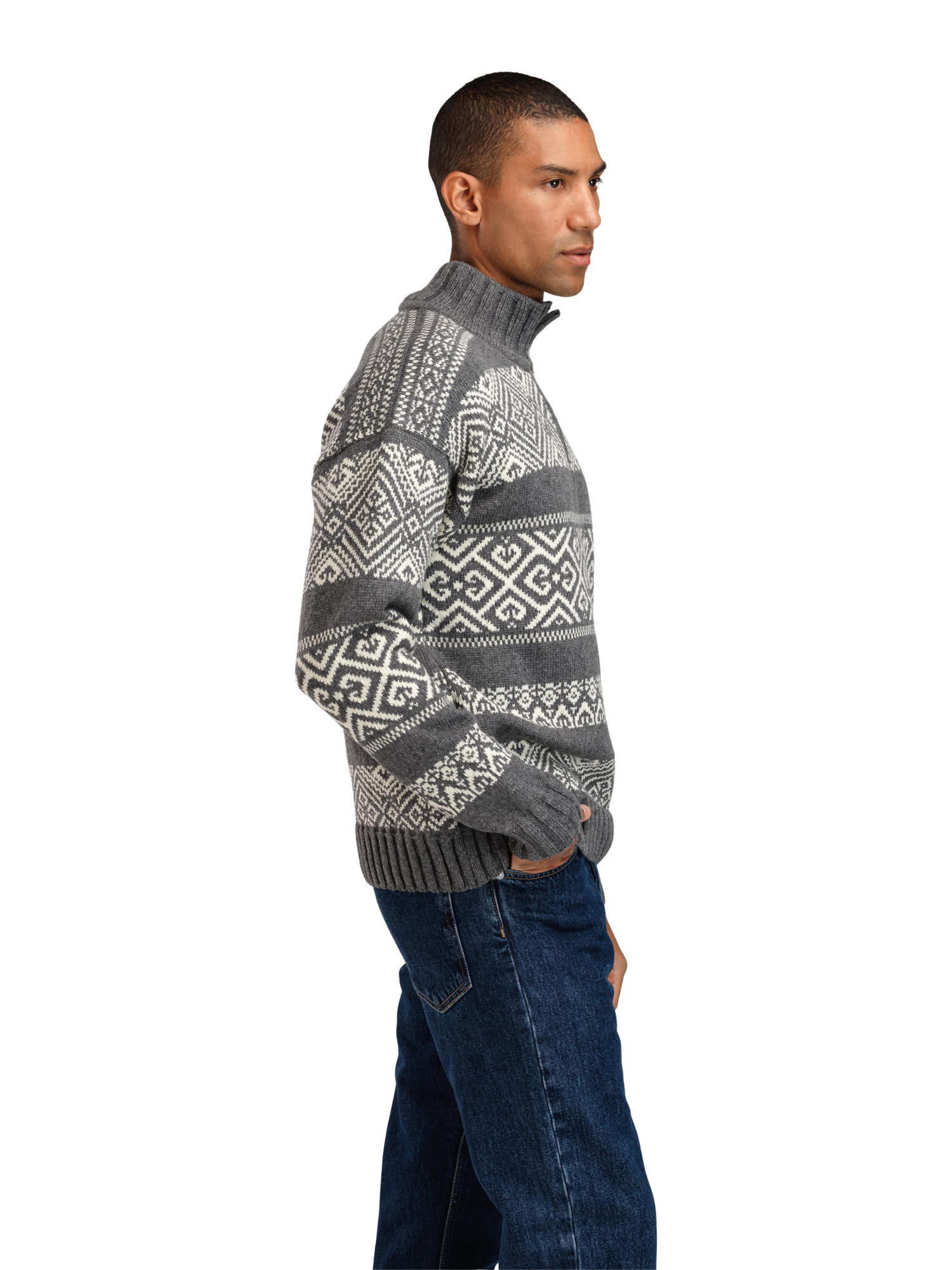 Rasletind Men’s Sweater - Merino Wool Darkcharcoal Offwhite