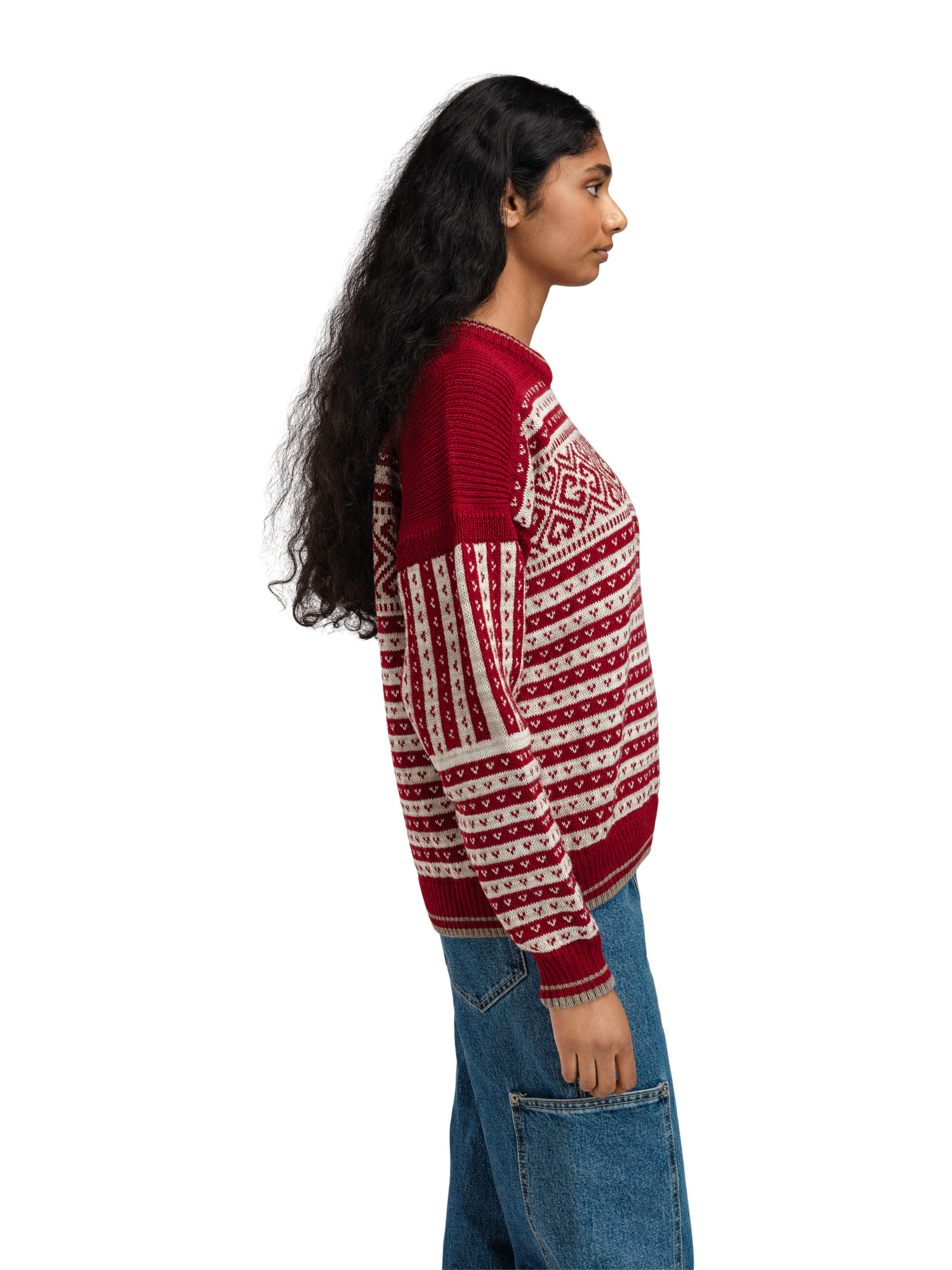 Ramberg Women's Sweater - Norwegian Wool Redrose Mountainstone SandMel
