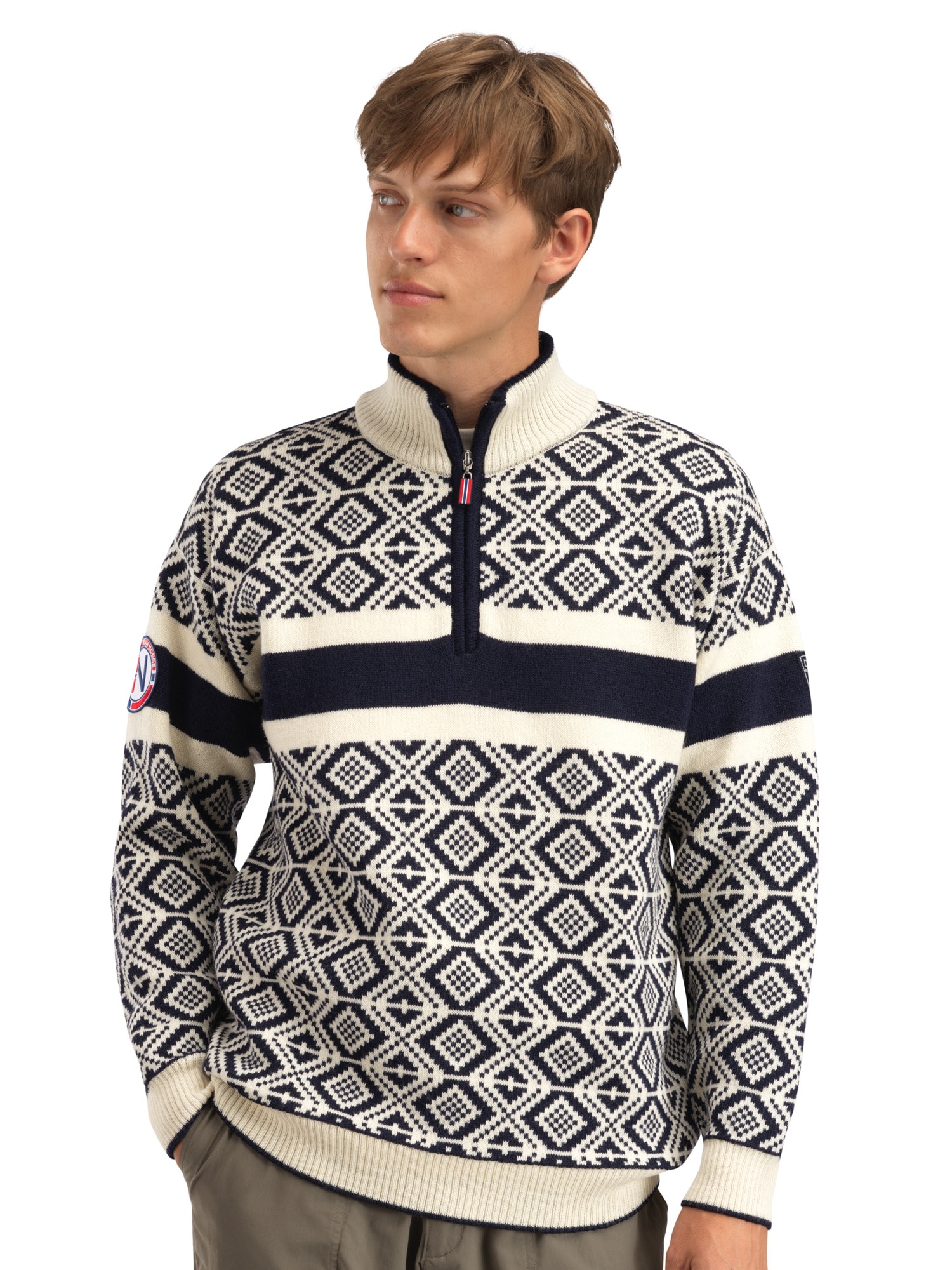 Design A Sweater Online 2026.Team Norway Cortina Masc Sweater Navy Offwhite - Dale of Norway