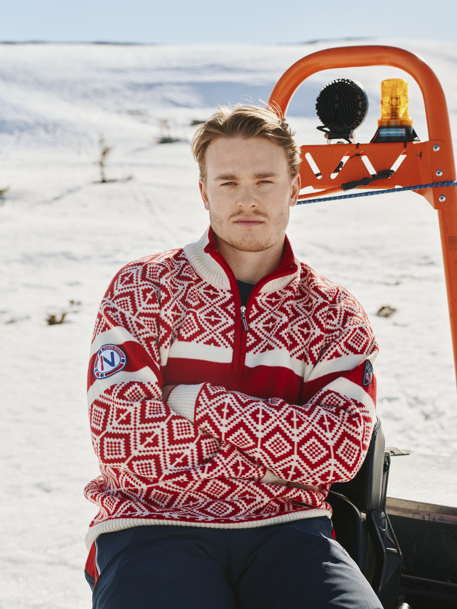 Team Norway Cortina Men’s Ski Sweater Raspberry Offwhite