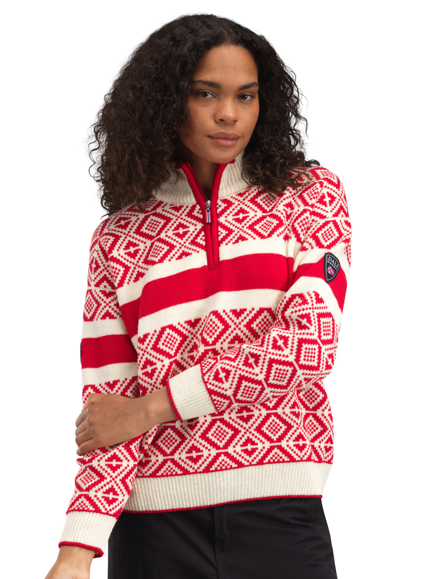 Team Norway Cortina Fem Sweater Raspberry Offwhite - Dale of Norway