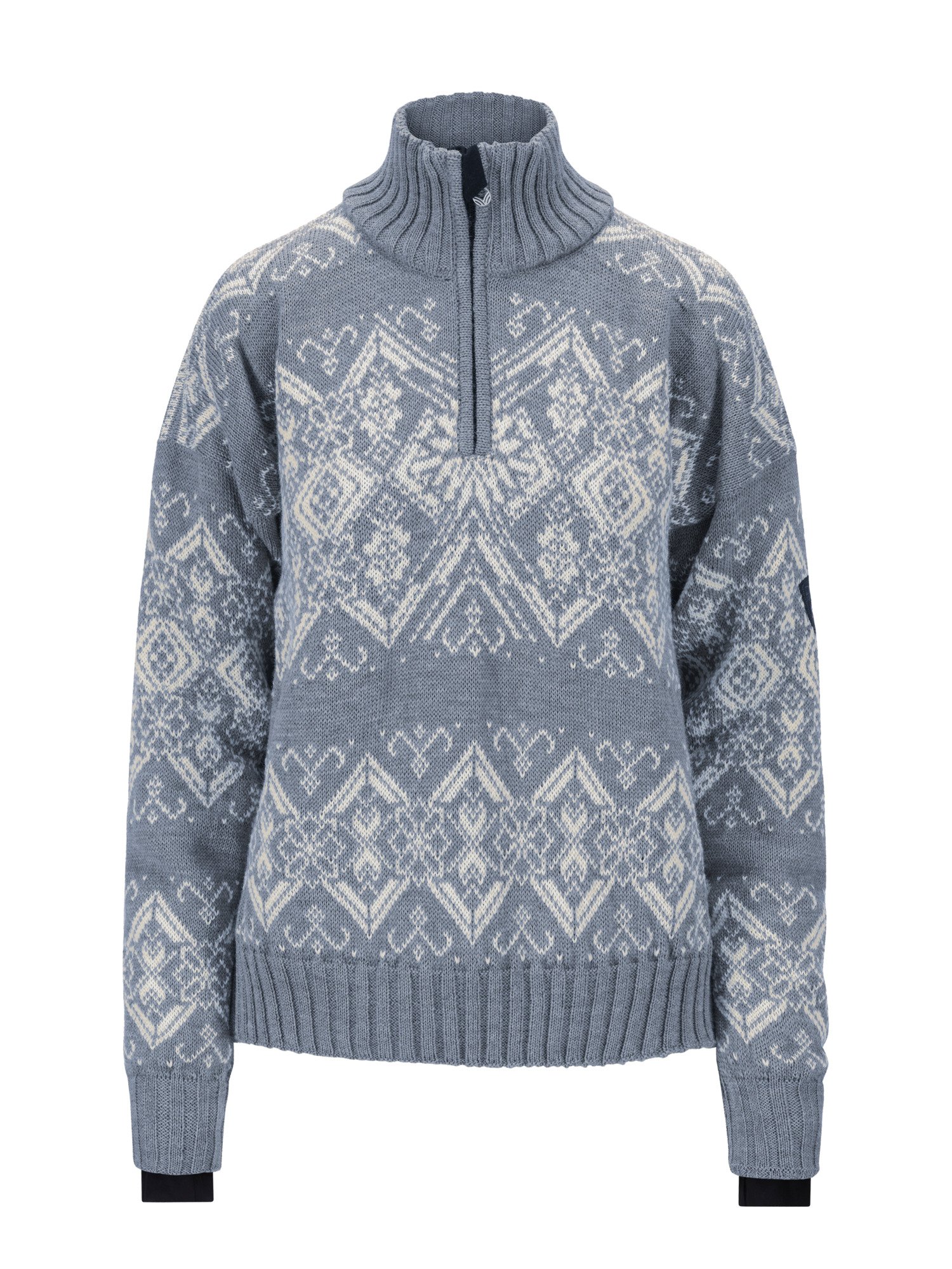 Roset Windproof Women’s Sweater - Norwegian Wool Mid Blue Offwhite