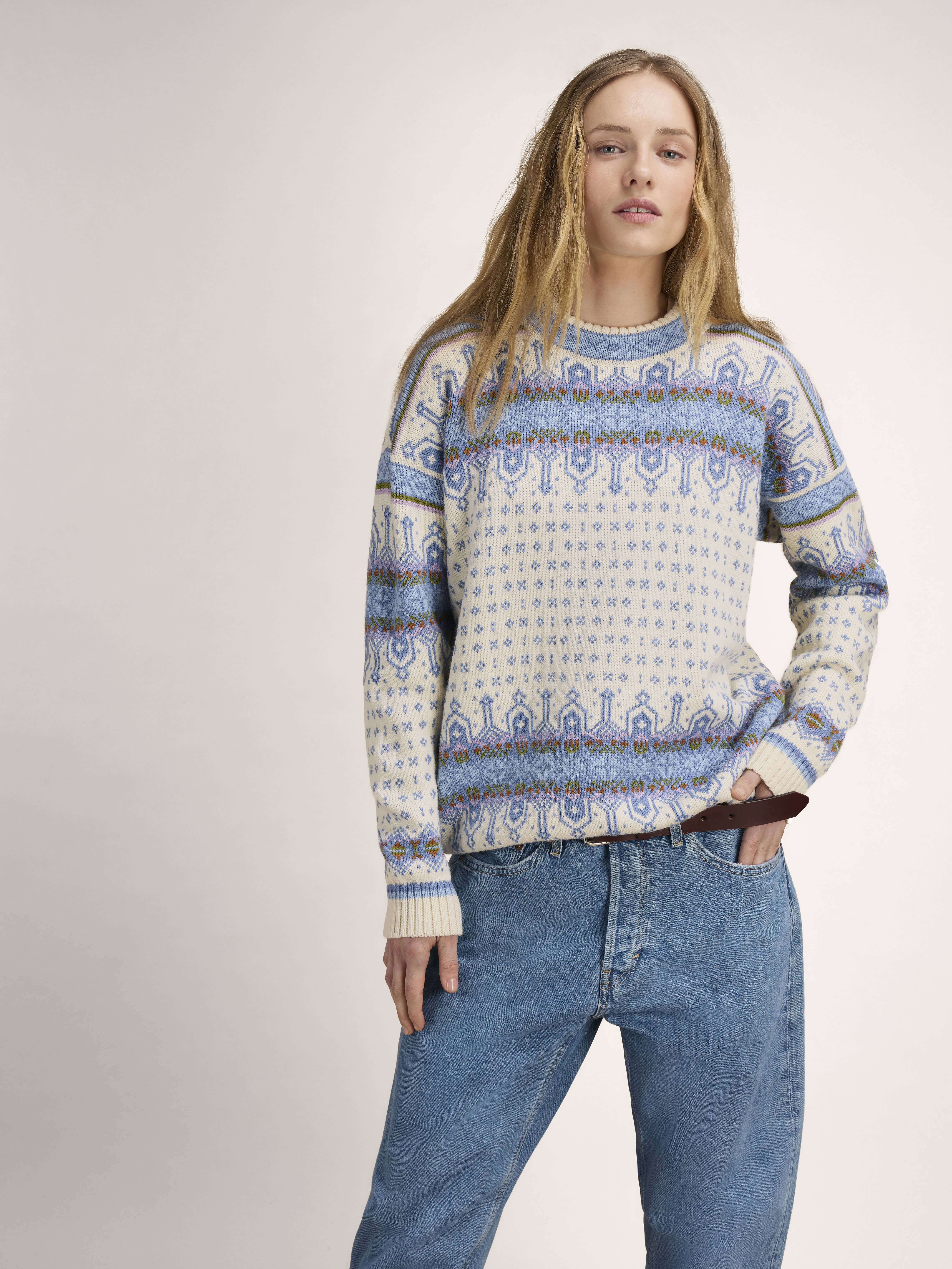 Albertville Women's Sweater Offwhite Blue Shadow