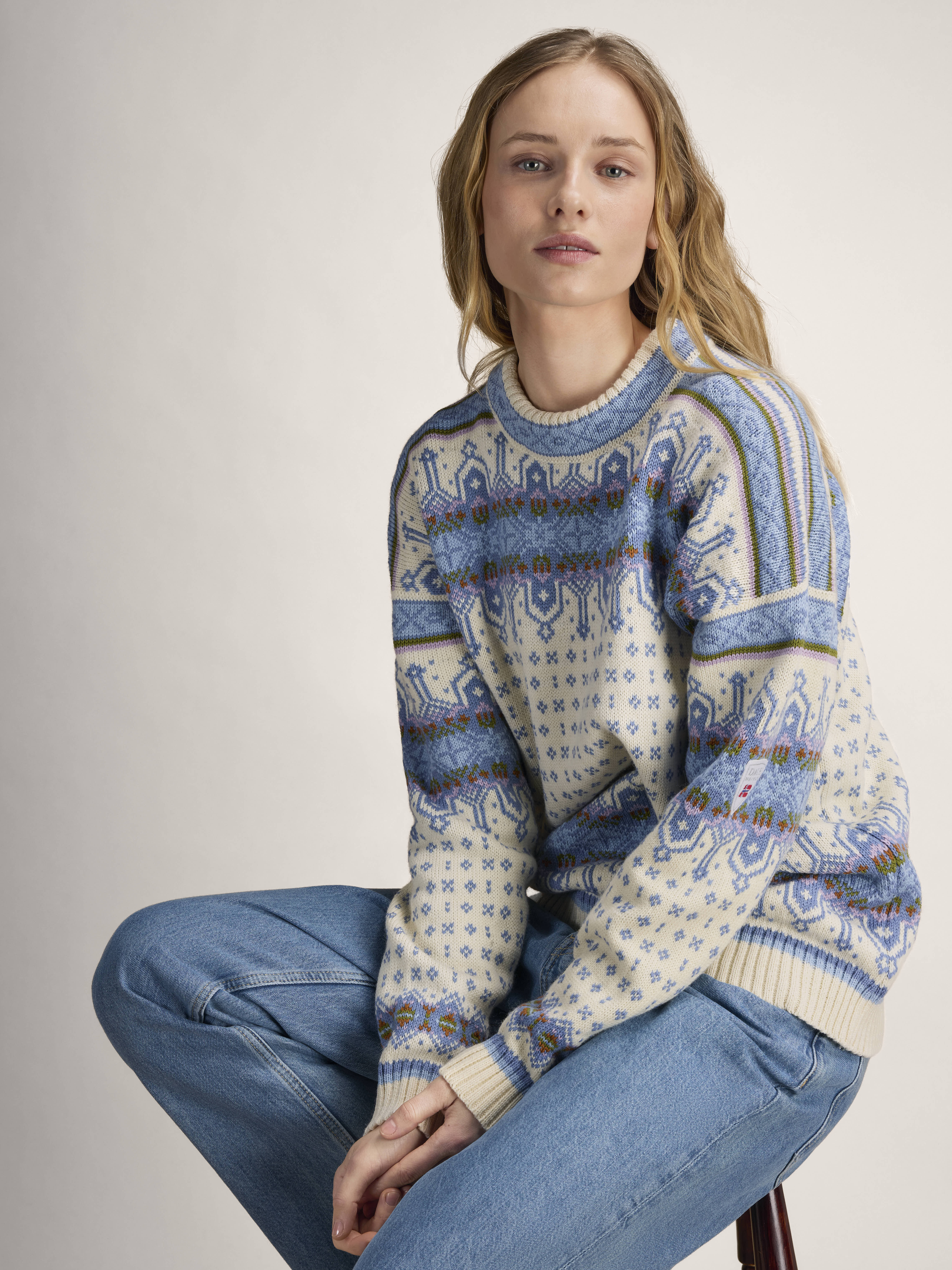 Albertville Women's Sweater Offwhite Blue Shadow