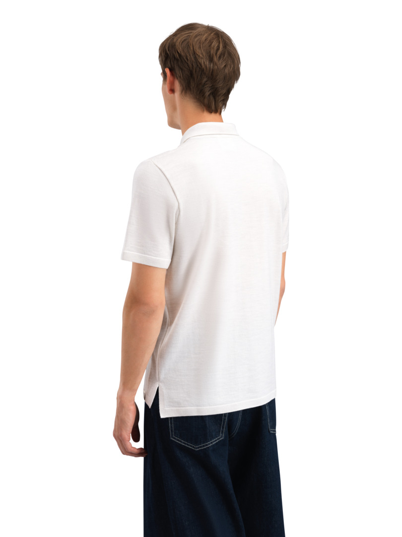Nanes Polo Shirt - Merino wool Offwhite Navy