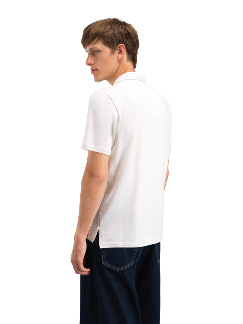 Nanes Polo Shirt - Merino wool Offwhite Navy