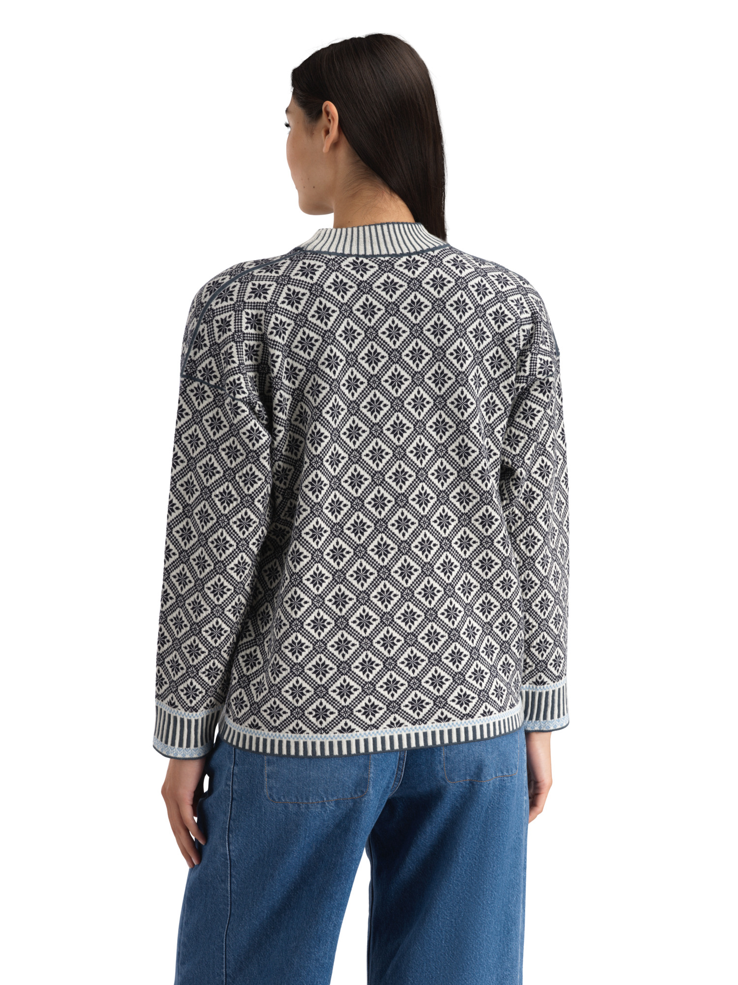 Langøy Women's Sweater - Merino Wool Marine Offwhite