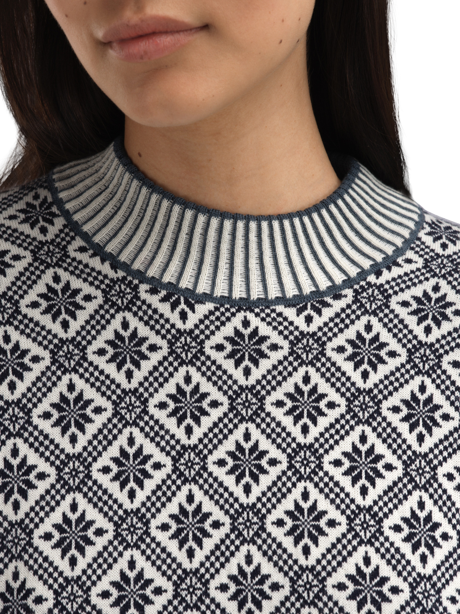 Langøy Women's Sweater - Merino Wool Marine Offwhite