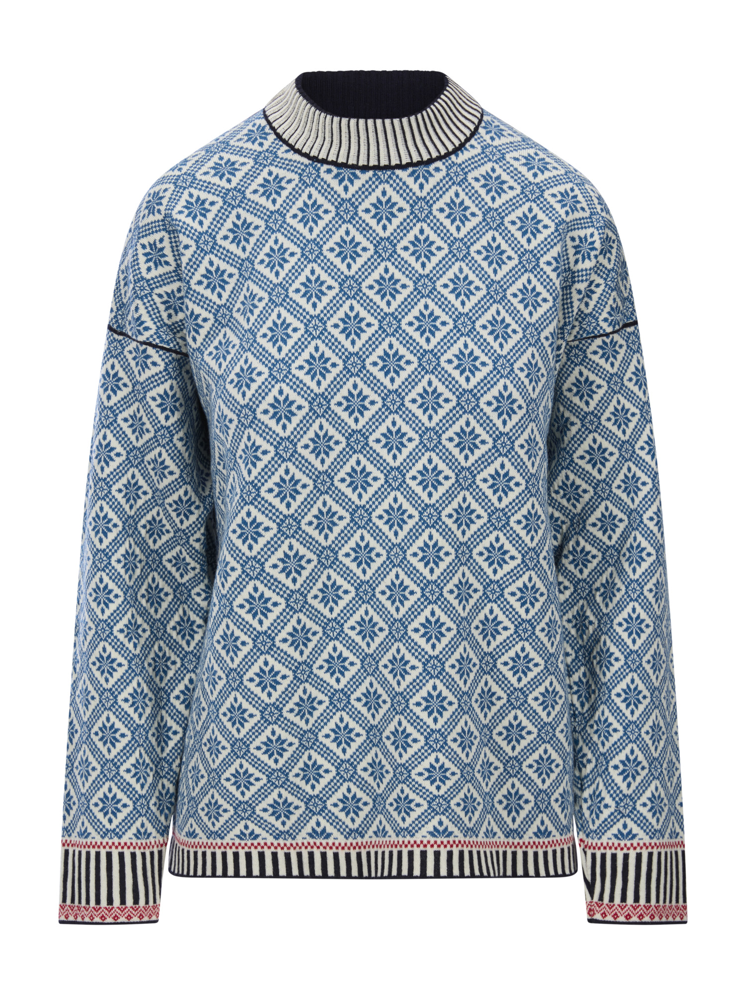 Langøy Women's Sweater - Merino Wool Arctic Blue Offwhite