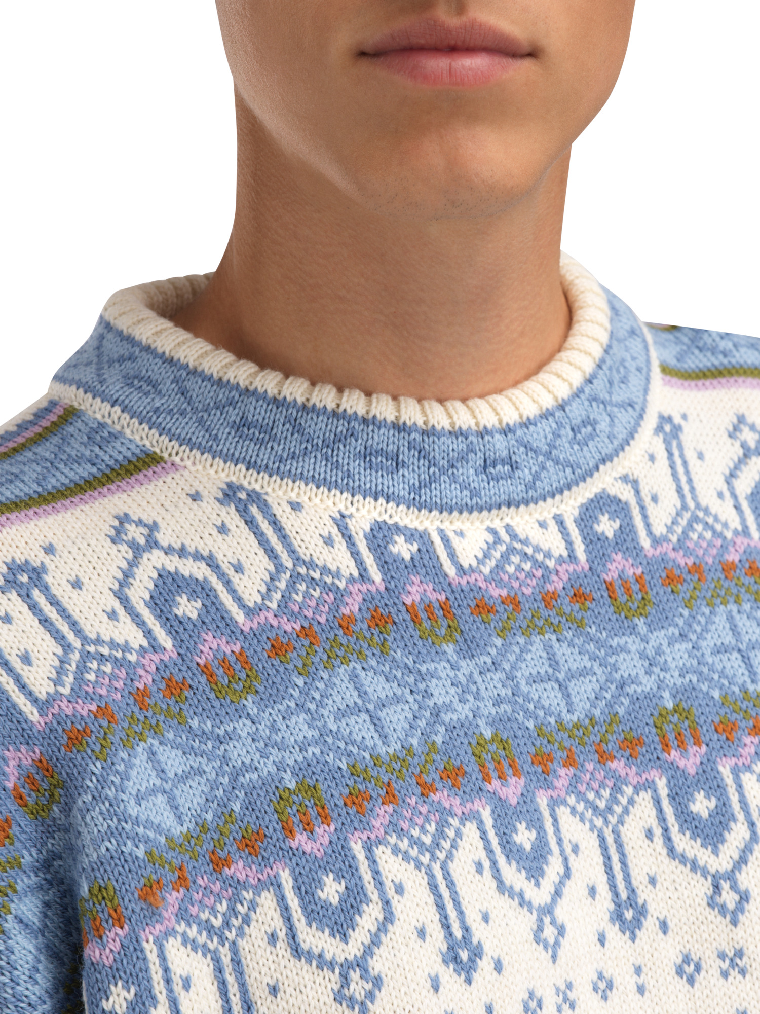 Albertville Men's Sweater Offwhite Blue Shadow
