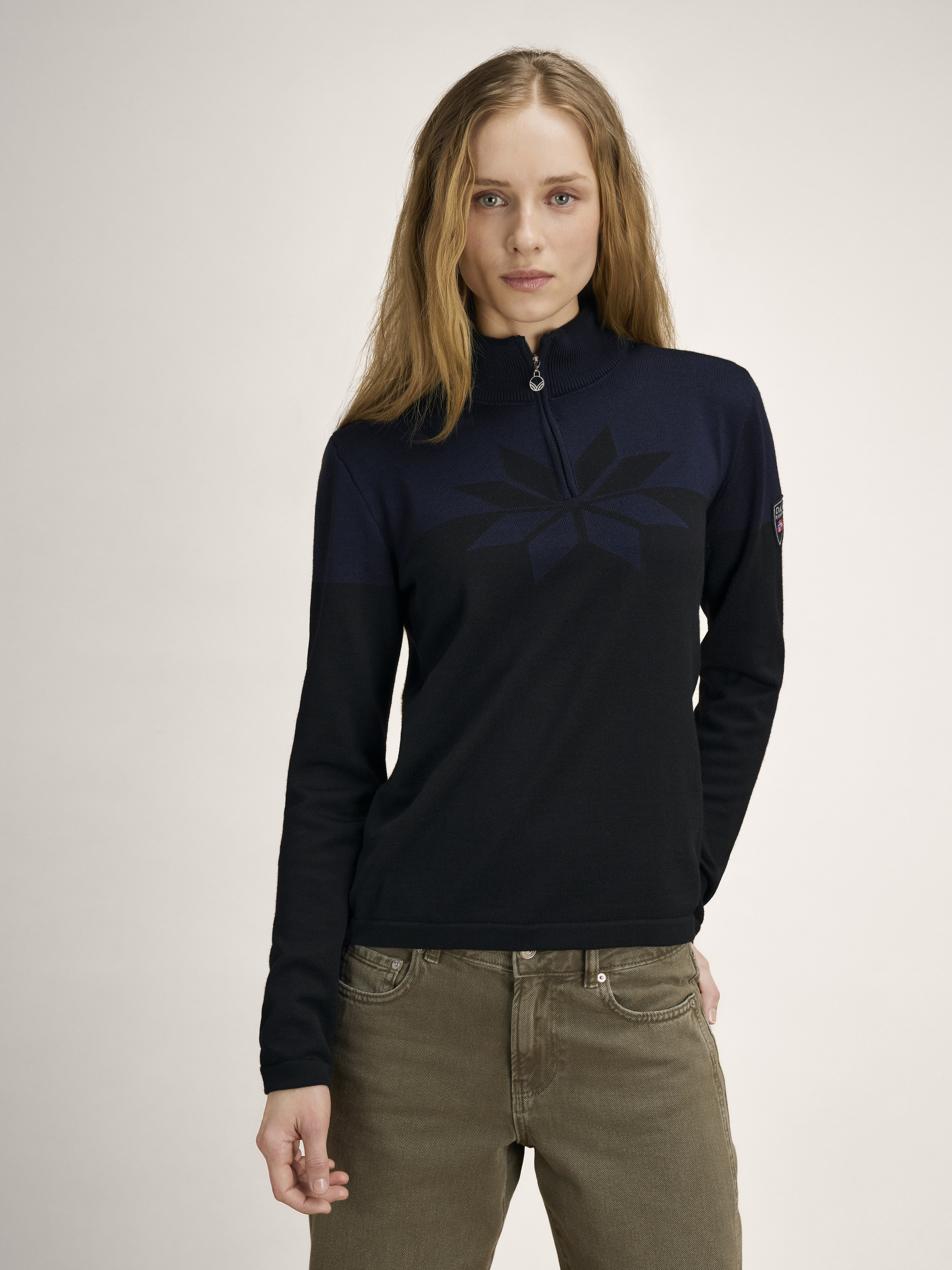 Breidablikk Women's Sweater - Merino Wool Black Navy