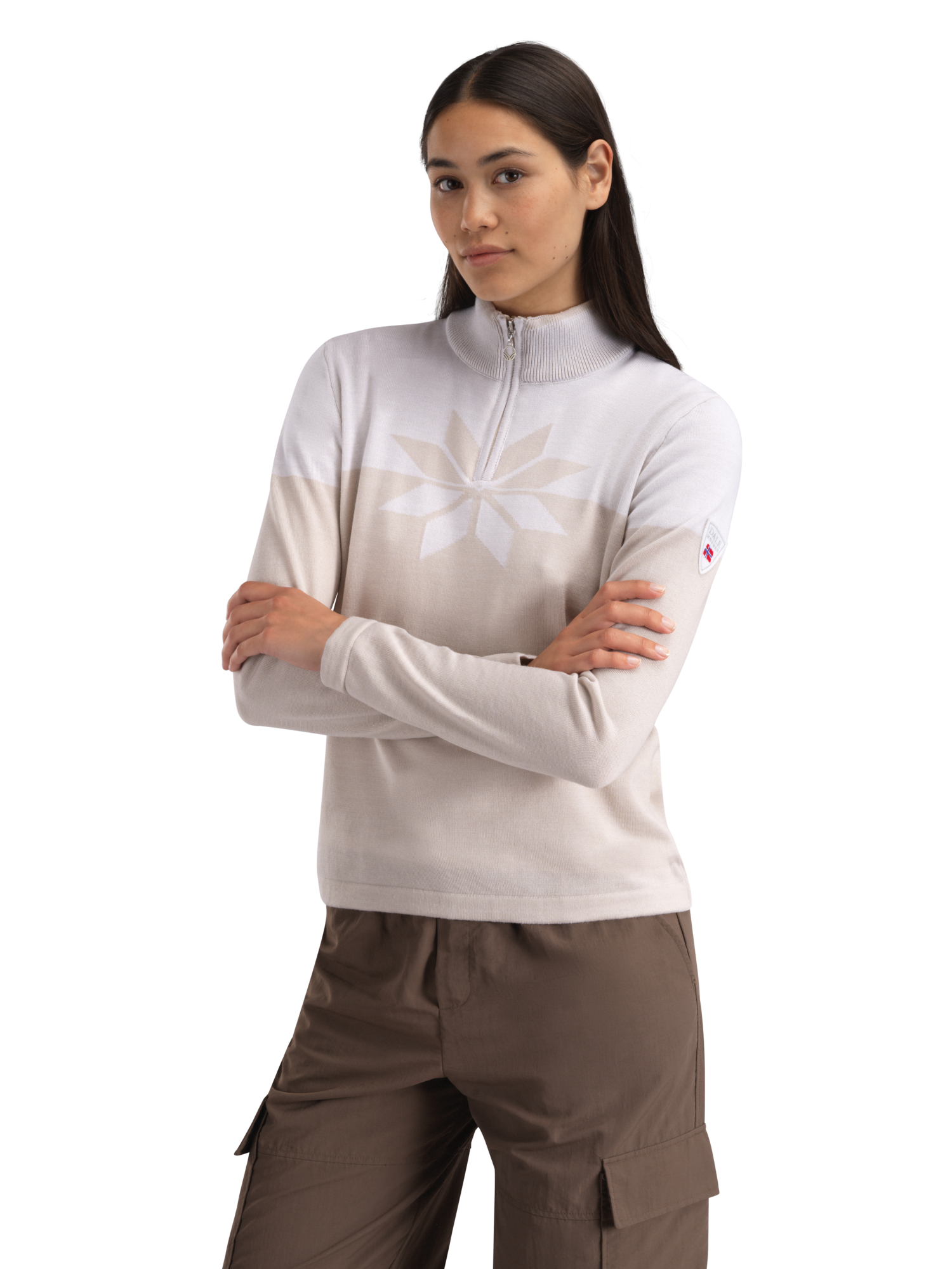 Breidablikk Women's Sweater - Merino Wool Beige Offwhite