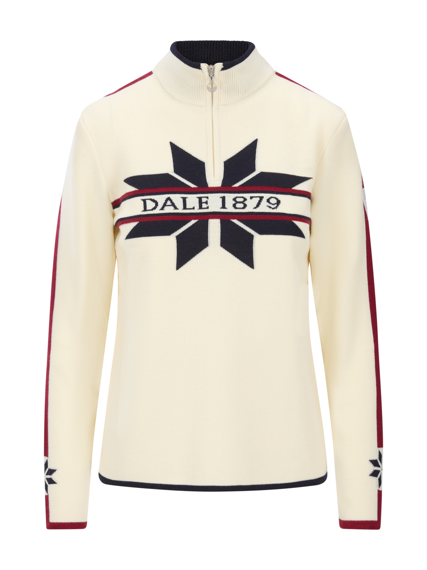 Nåle Women's Sweater - Merino Wool Offwhite Navy Red Rose