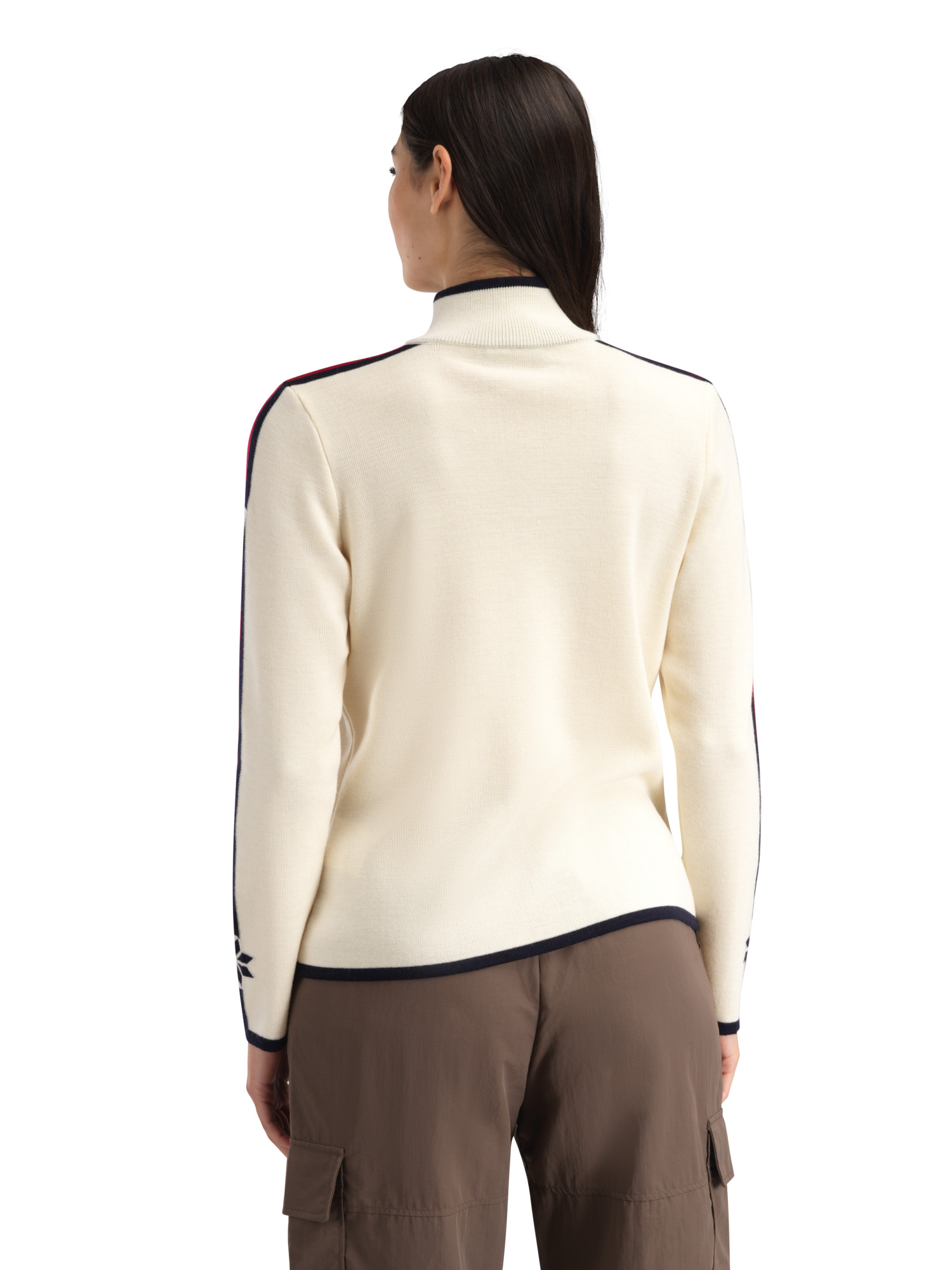 Nåle Women's Sweater - Merino Wool Offwhite Navy Red Rose