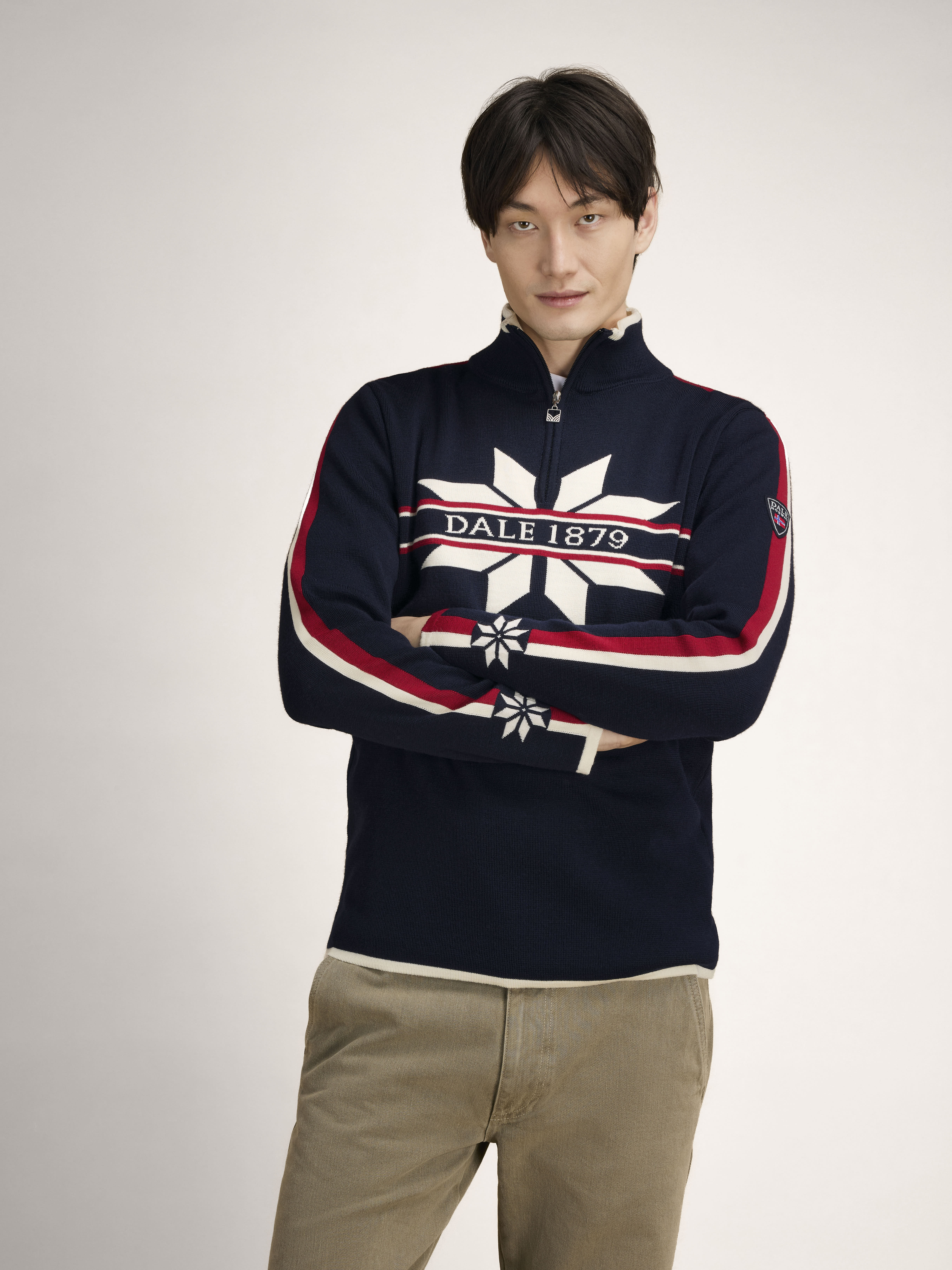 Nåle Men's Sweater - Merino Wool Marine Offwhite