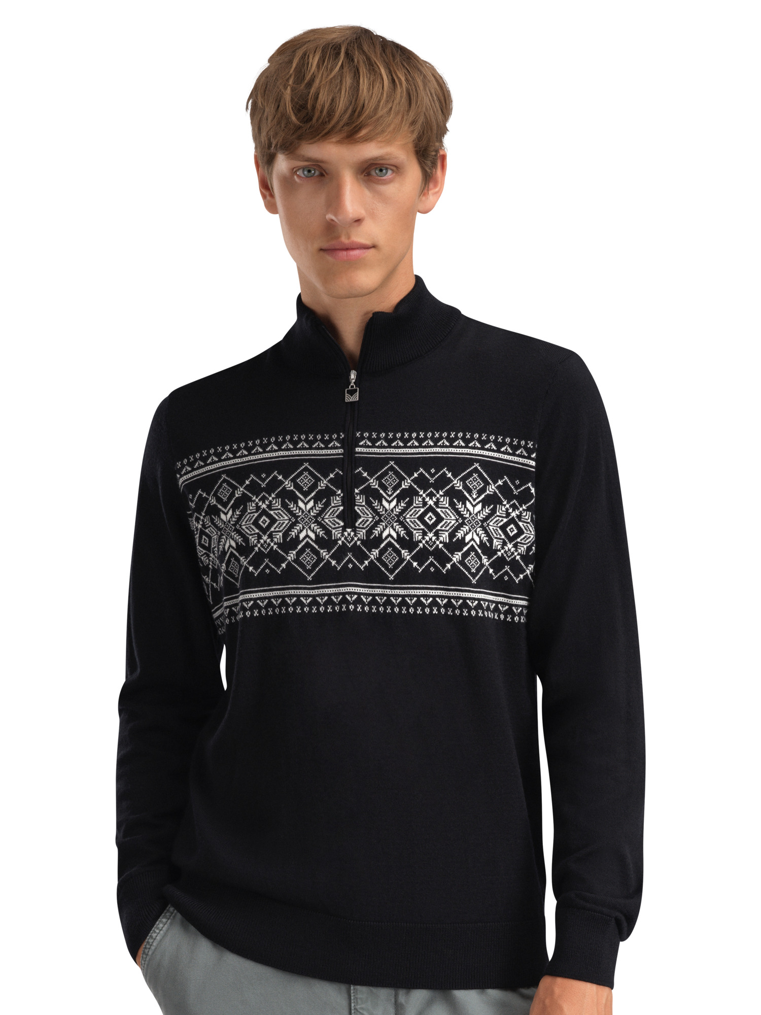 Liaset Men's Sweater Black Offwhite