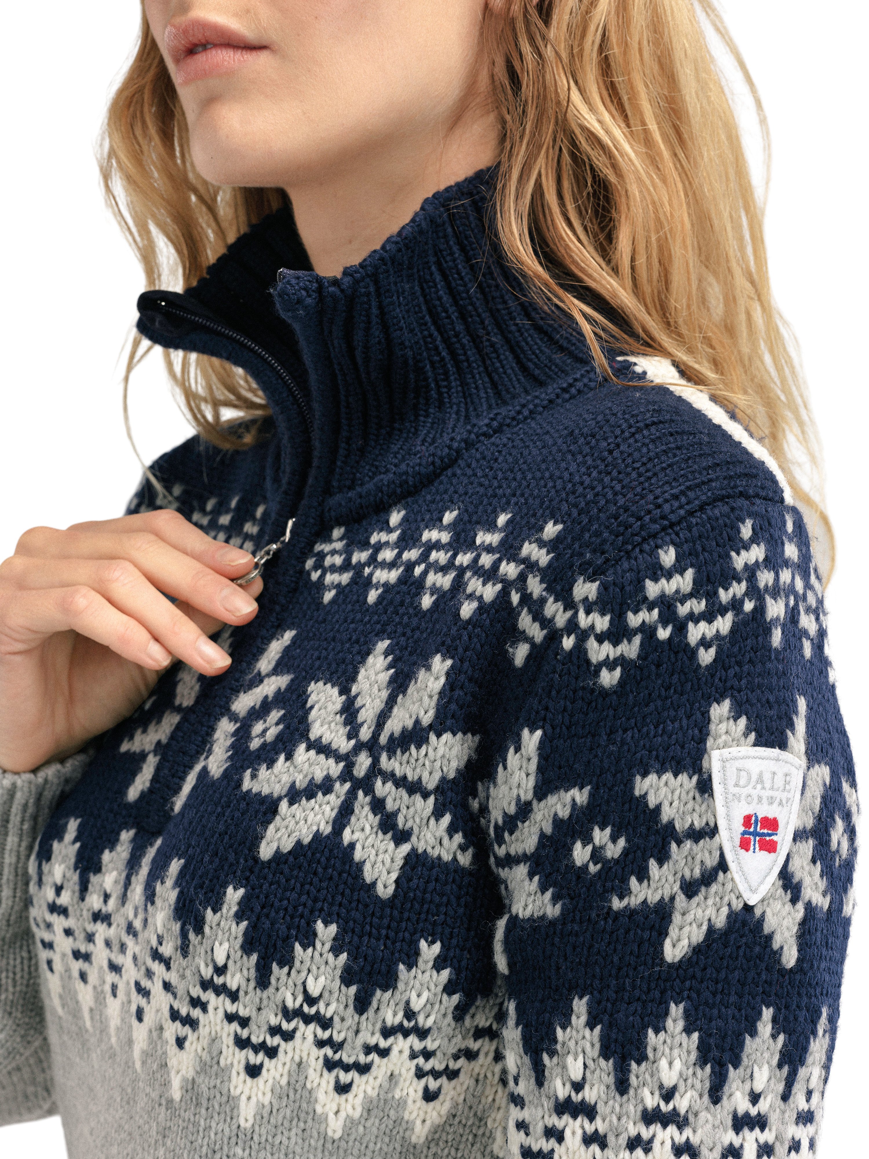 Myking Sweater Women Grey Navy Dale of Norway Dale of Norway
