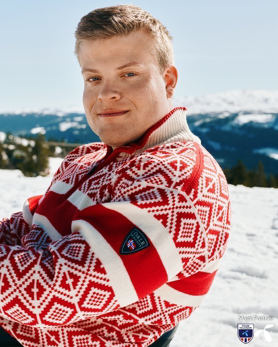 Team Norway Cortina Men’s Ski Sweater Raspberry Offwhite